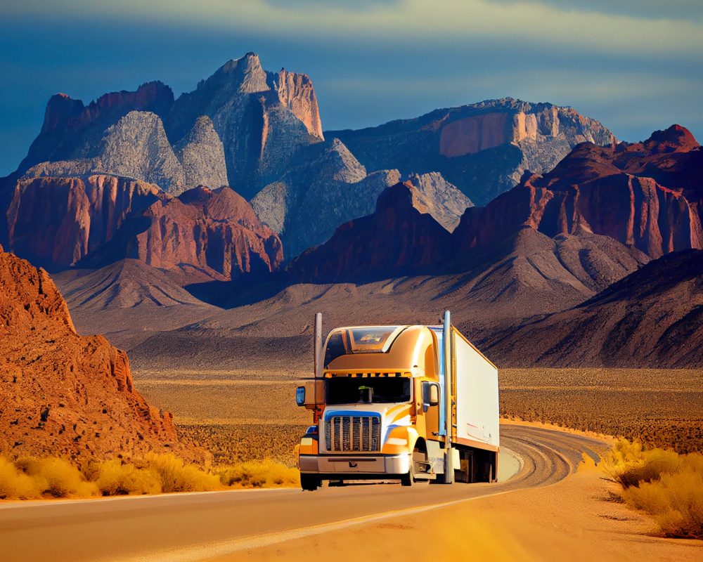 Truck driving through mountains delivering freight cargo ,generative artificial intelligence SSUCv3H4sIAAAAAAAACnxSy27CMBC8V+o/RD4TlWRDivgNekM9rB8kFo6NbIcKIf69dhwjX9pbdnZ2dmadx/tbVRGKTjJyqB6xCrVUanbeopdGB7jZrLgVmgsbkG1Gbhb6bQmgLAcEl95YiaqkUPRs1DiJAOpZqQg/lyZxHv3shIteVoihF0PQSOBLIhk+pbrKjaUZJkKLfFnU7mqsTzE2BcPNNDJIhtKqP3SOctDu43ifqFHuf5n08f26xSA0uy9ZioxWKIEp4ylRyeXHCzuVqXHm0hSBb4Zh2H6ooFC6WsmkHoox48flffIYM7P2Nlog2TlRxlyRqnj9c9AUGR/RuUDnGS8WsfA3mKnYo41fAqyqhIdHimUD0ALs9p8AXQu7BvqVkB52lEFnsZOFQs0ukpfRZXRAPmnTAu26mjd7UXcMWE3Poq9hJ1oOCO0Z+3D45y8AAAD//wMATJ/KTcECAAA=